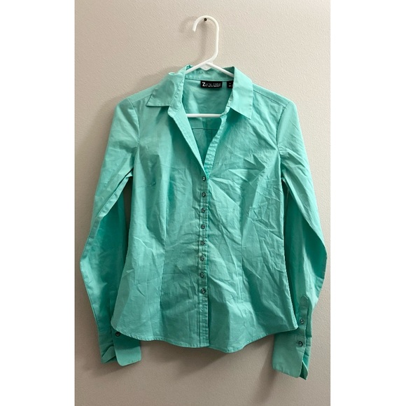 5/$15 MUST BUNDLE 7th Avenue Aqua Collared Shirt - Picture 1 of 8